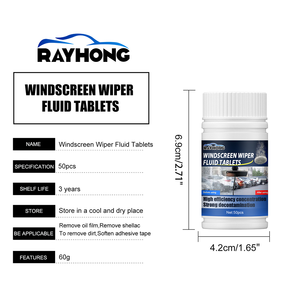 Niovtt 50pcs Windshield Washer Fluid Tablets Car Wiper Dust Cleaner Effervescent, Size: 1 Pack